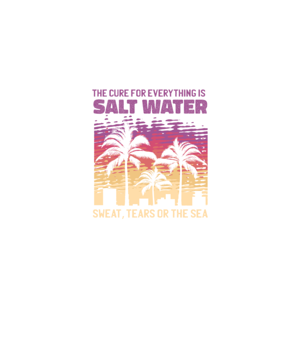 Retro Sunset - Apa sărată este leac pentru orice model negru pe tricou