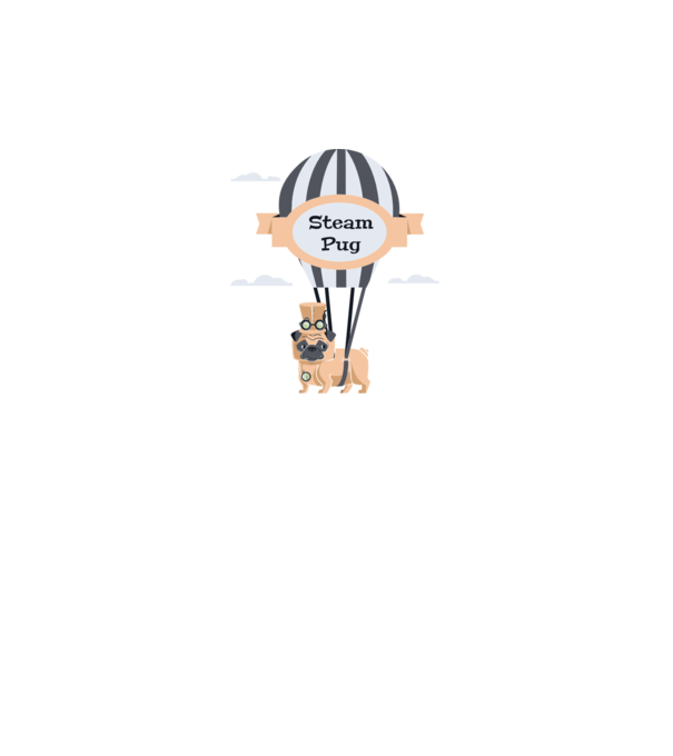 Steampug - mops model turcoaz pe tricou