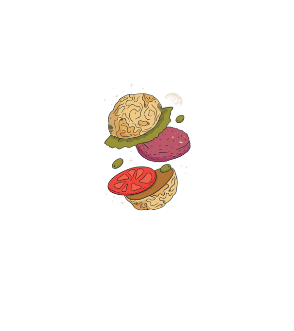 Burger lună model negru pe tricou