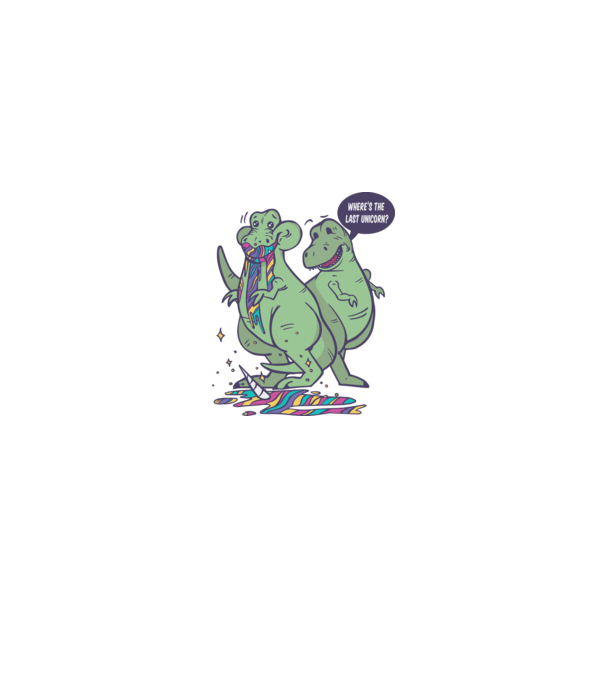 T-rex a mâncat unicornul model alb pe tricou