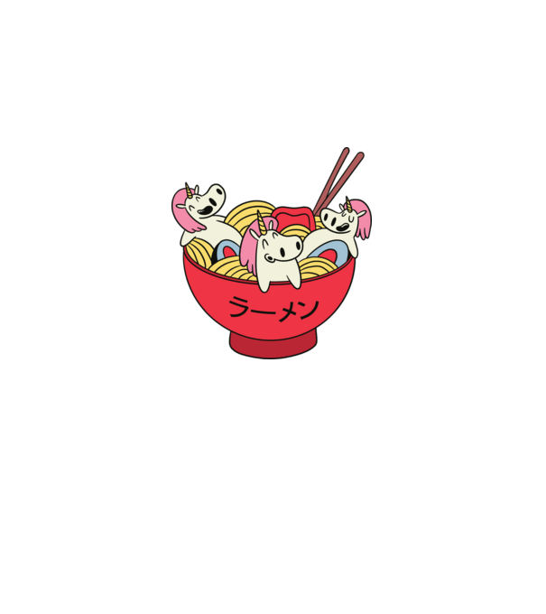 Unicorn Ramen model alb pe tricou