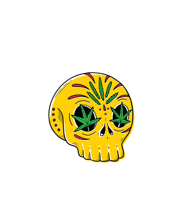 Marijuana Craniu model negru pe tricou