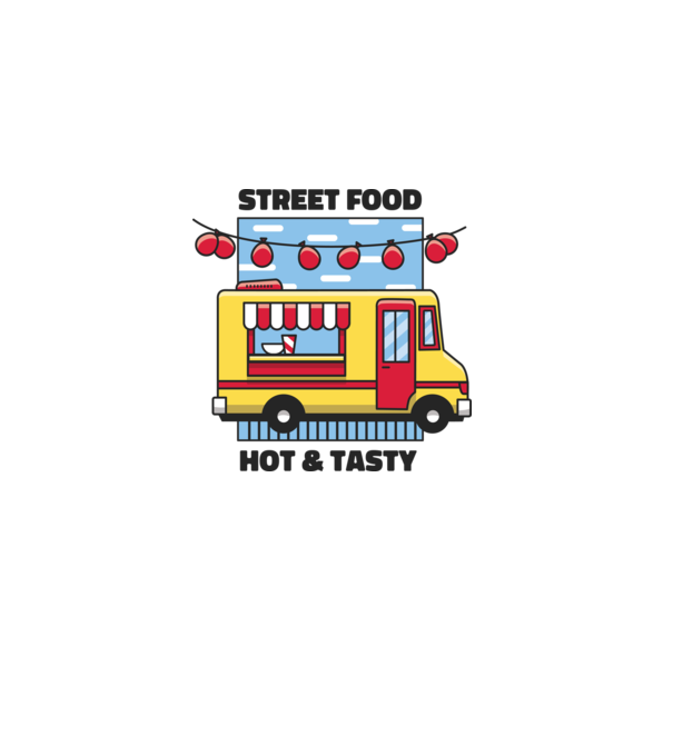 Foodtruck model albastru deschis pe tricou
