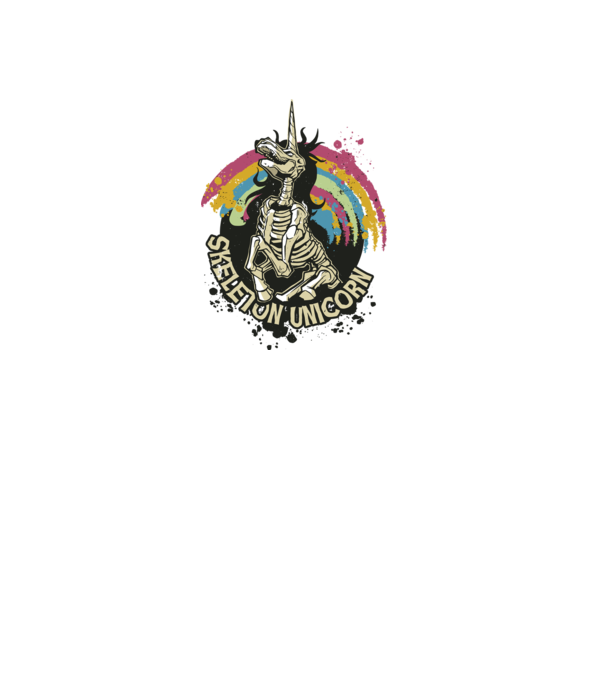 Schelet unicorn model alb pe tricou