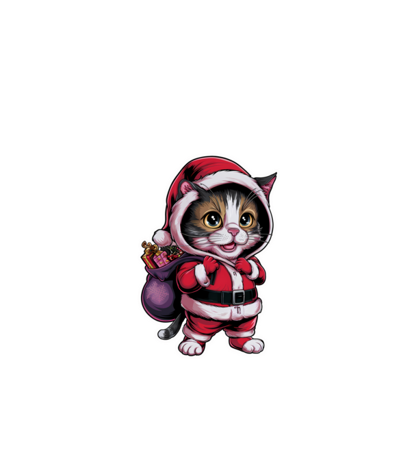 Santa Cat model negru pe tricou