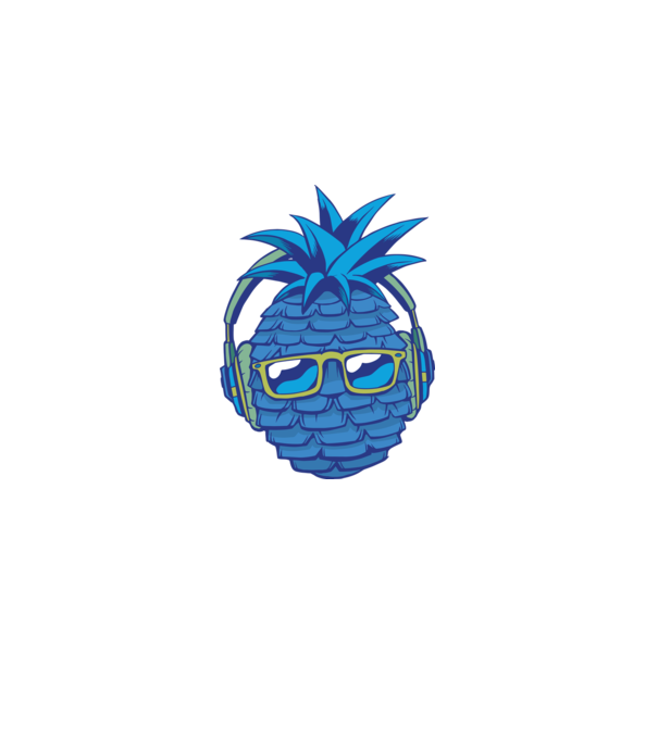 Ananas albastru cu căști model nisipiu pe tricou