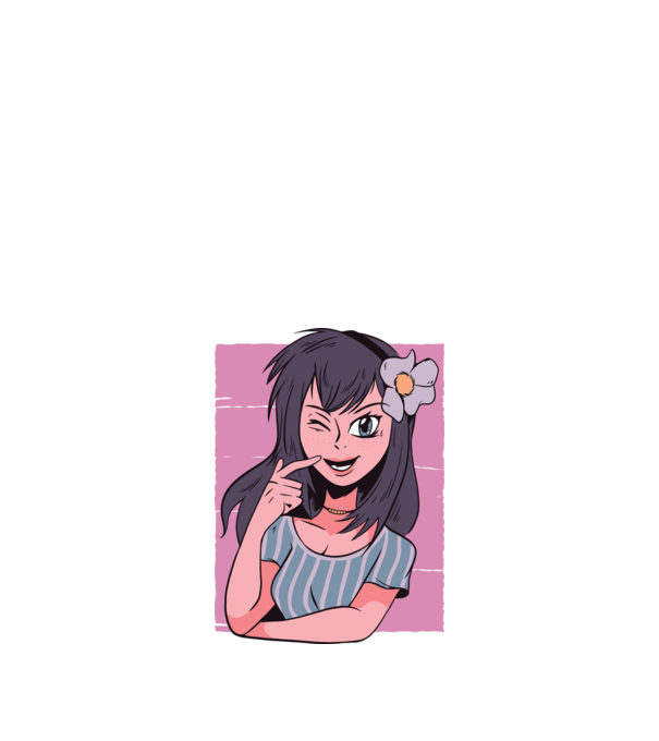 Fată Anime model albastru închis pe tricou
