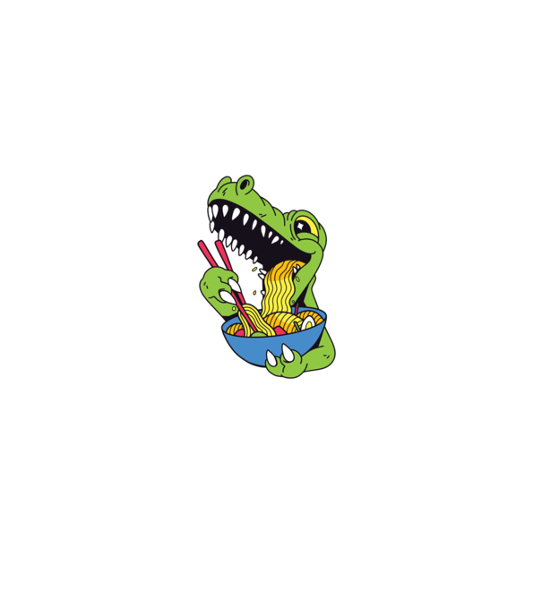 T-rex Ramen model roșu pe tricou