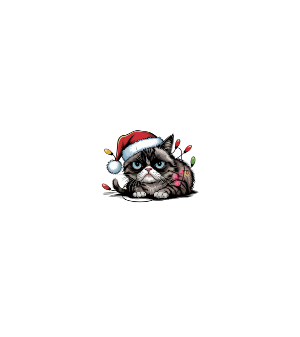 Christmas Spirit Grumpy Cat Negru model nisipiu pe tricou