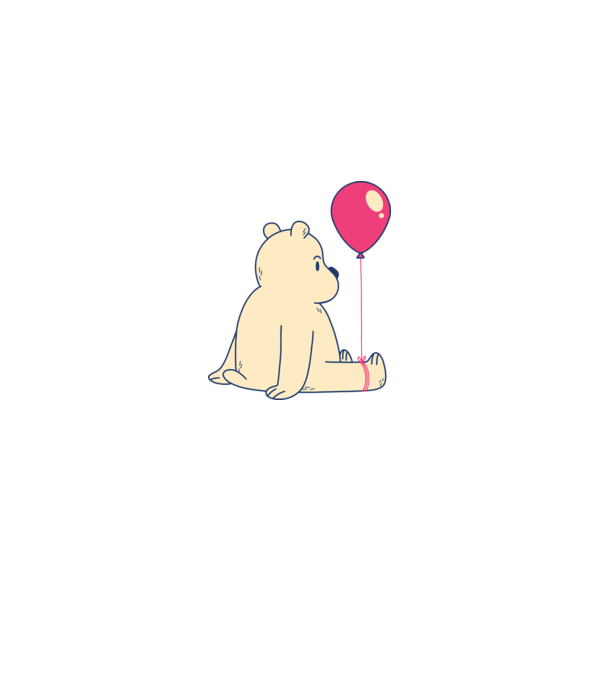 Teddy Drăguț cu Balon model alb pe tricou