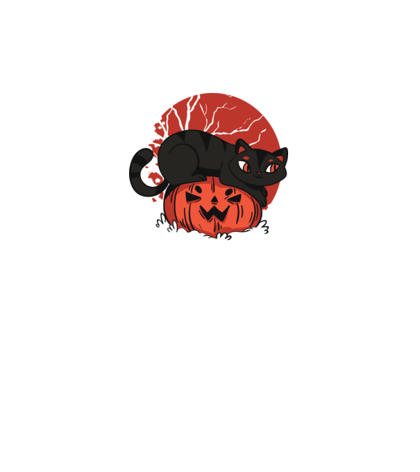 Pisică pe dovleac Halloween model negru pe tricou