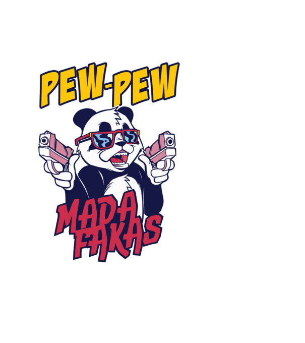 Pew Pew Pew Madafakas Panda model alb pe tricou