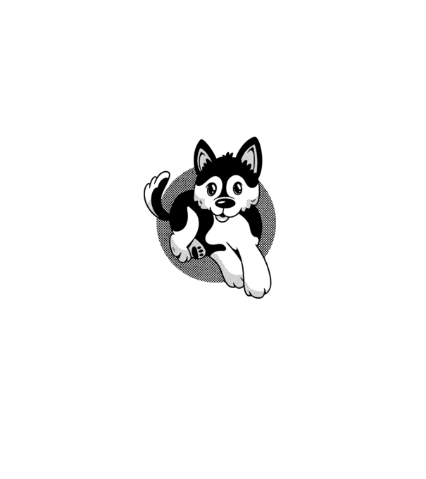 Câine Pomsky model albastru deschis pe tricou