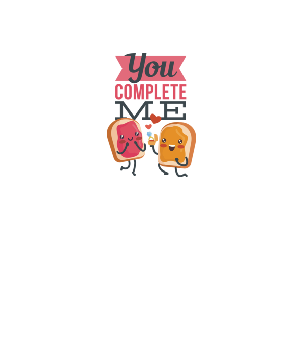 'You Complete Me Tricou drăguț pentru Valentine''s Day' model alb pe tricou