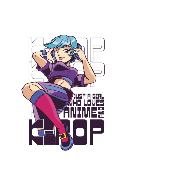 Doar o fată căreia îi place Anime și K-Pop model albastru deschis pe tricou
