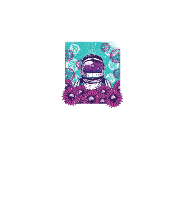 Floral Astronaut model turcoaz pe tricou