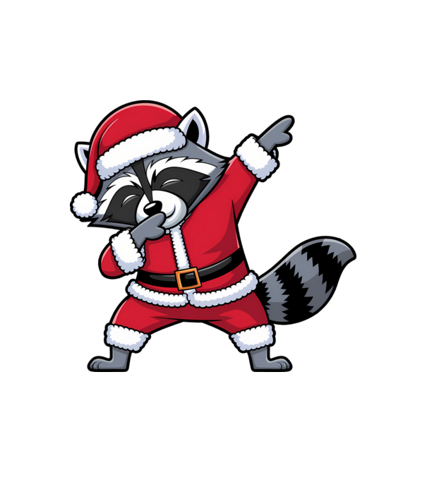 Raton Dab Xmas model alb pe tricou