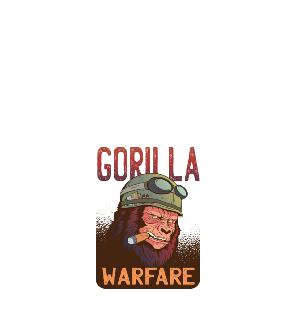 Gorilla Warfare model alb pe tricou