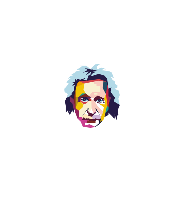 Einstein abstract model alb/roșu pe tricou