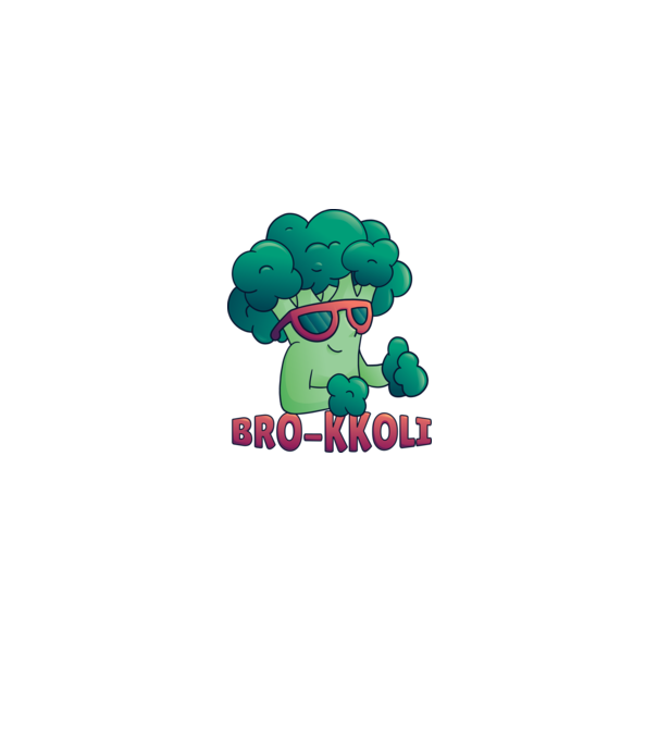 Broccoli model alb pe tricou