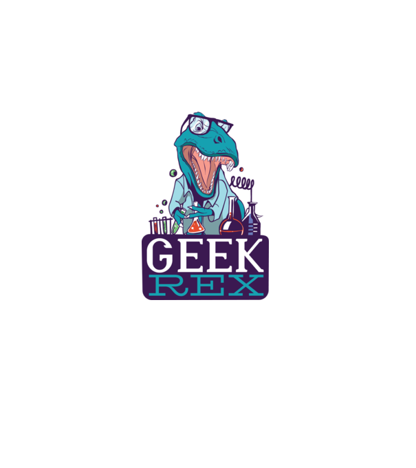 Geek Rex dinozaur tricou model negru pe tricou