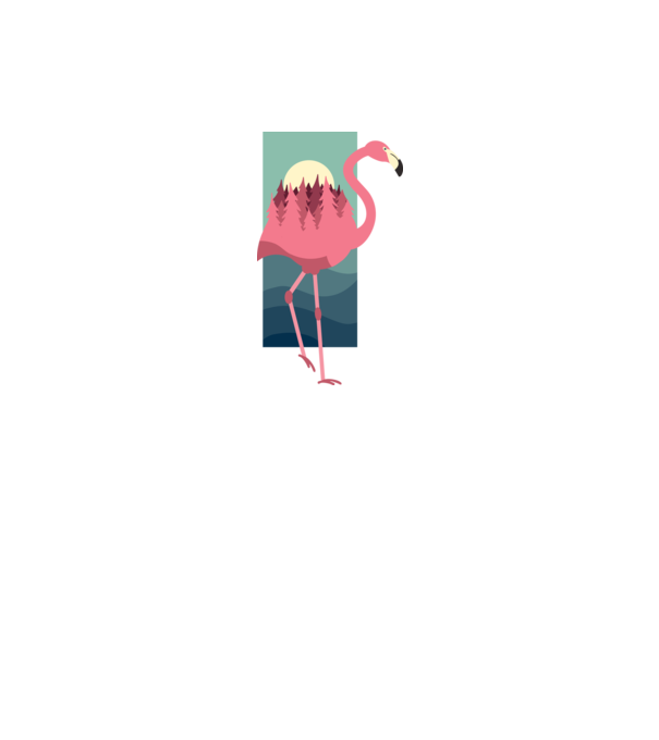 Flamingo Design model alb pe tricou