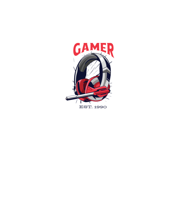 Gamer est. 1990 model alb pe tricou