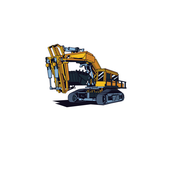 Excavator model alb pe tricou