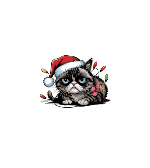 Christmas Spirit Grumpy Cat Negru model alb pe tricou