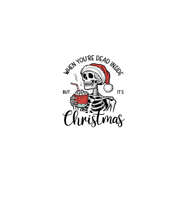 Dead inside, but it's christmas Alb model alb/roșu pe tricou