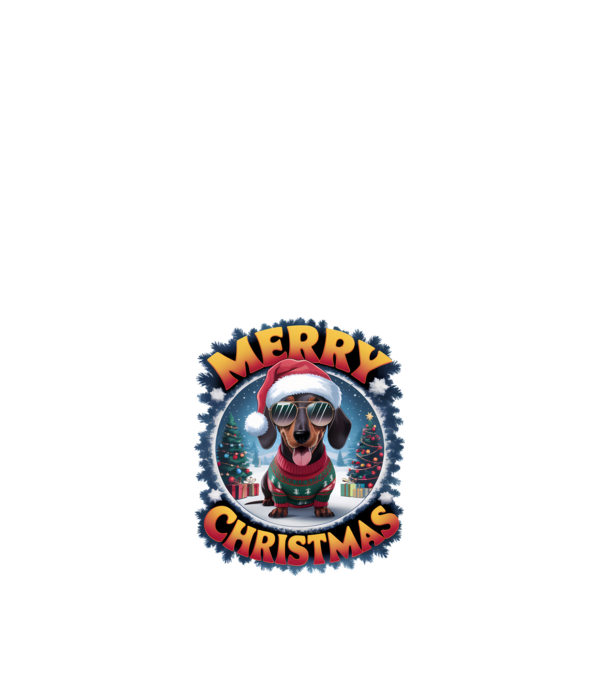 Merry Christmas Teckel model alb pe tricou