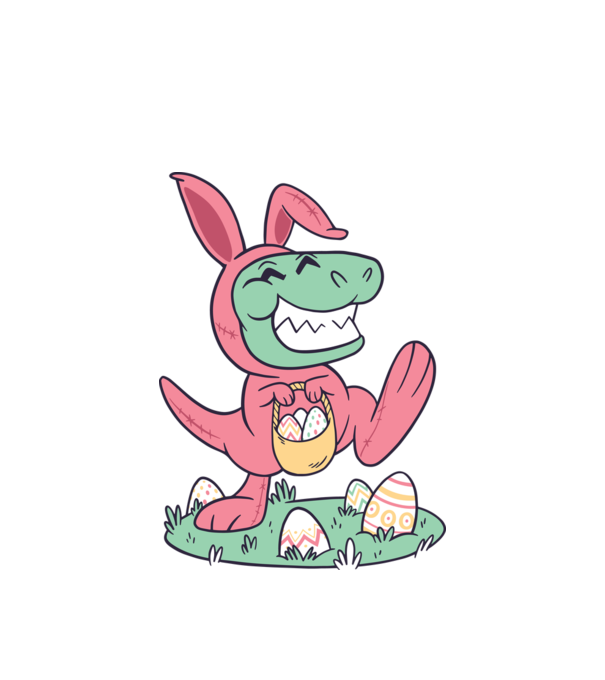 T-rex de Paște model alb pe tricou