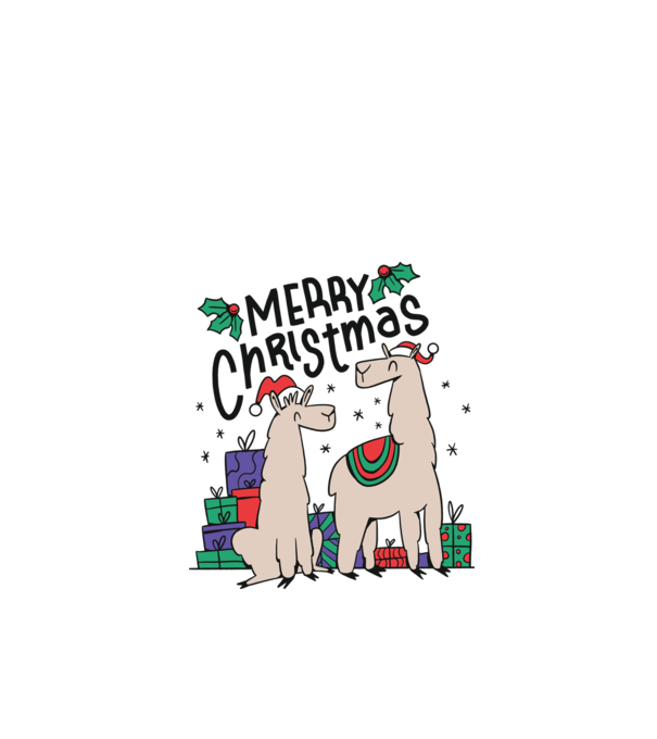 Alpaca de Crăciun model alb pe tricou