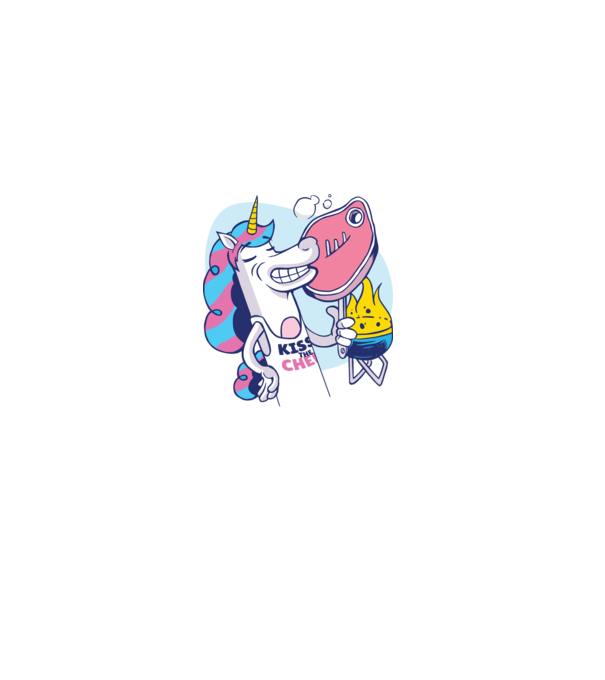 Unicorn Steak BBQ model alb pe tricou
