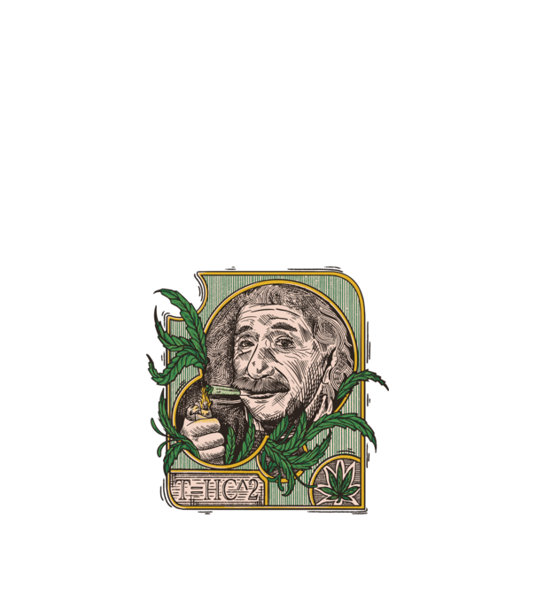 Einstein Marijuana THC model negru pe tricou