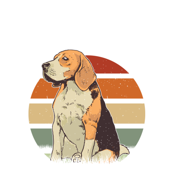 Beagle Retro Sunset model alb pe tricou