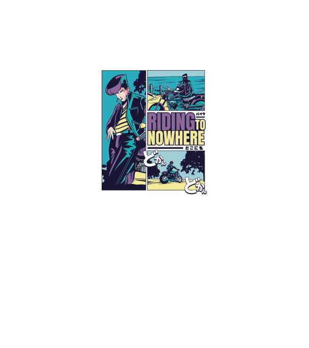 Anime Vaporwave Riding Nowhere model gri pe tricou