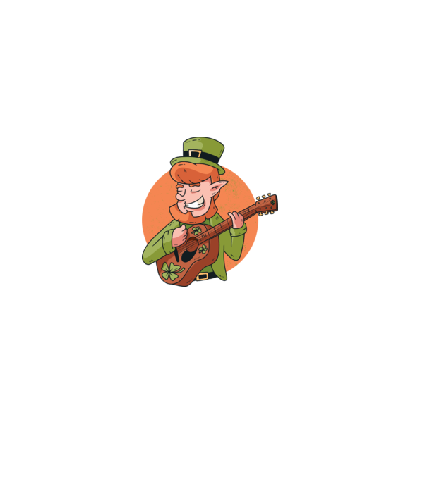 Chitarist Leprechaun irlandez St Patrick model verde pe tricou