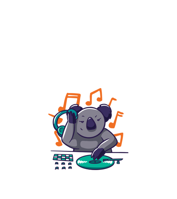 Koala DJ model alb pe tricou