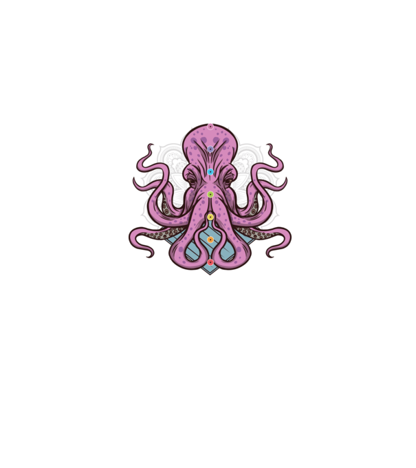 Yoga Octopus model albastru jeanși pe tricou