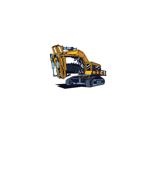 Excavator model alb pe tricou