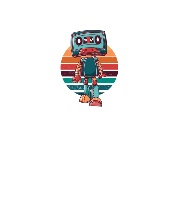 Robot Casetă retro model alb pe tricou