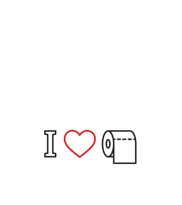 I love hârtie igienică model negru pe tricou