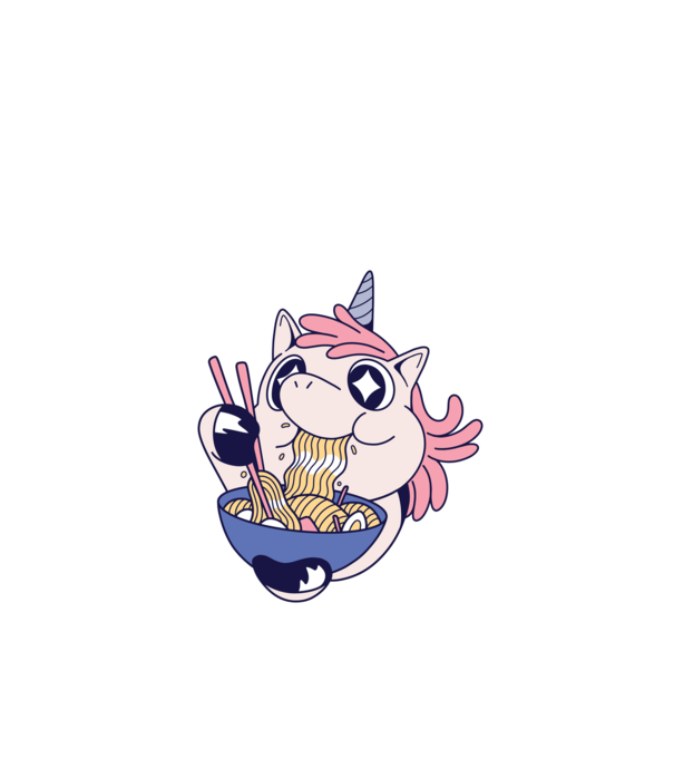Unicorn Ramen model negru pe tricou