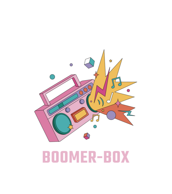 Boomer Box Magnetofon Retro model alb pe tricou