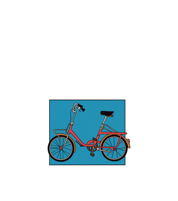 Bicicletă Camping model alb pe tricou