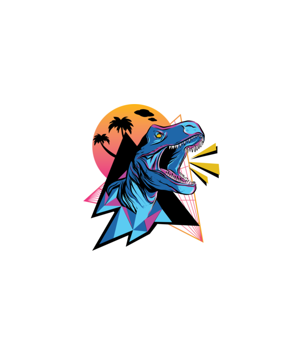 Tricou Neon dinozaur retro model negru pe tricou