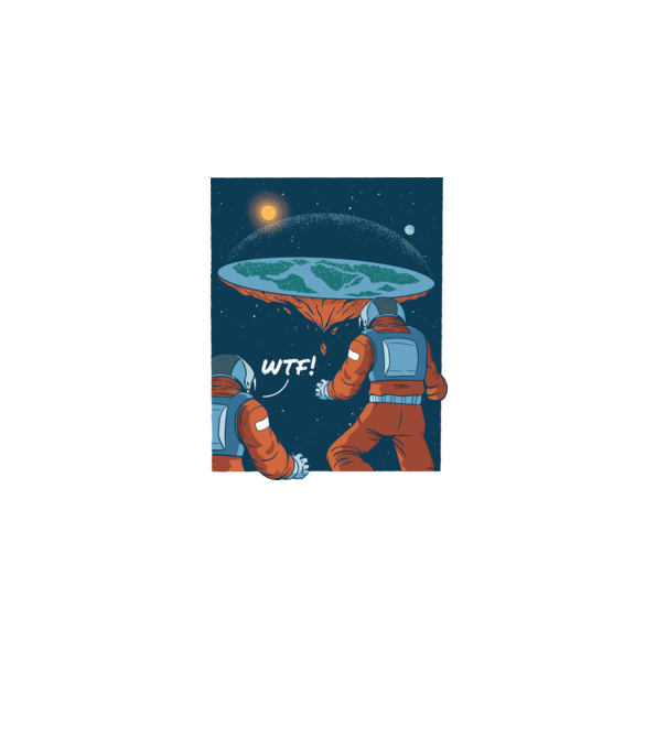 Astronaut Pământ plat model negru pe tricou