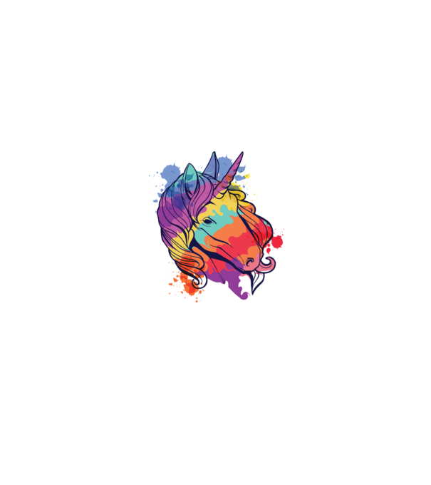 Curcubeu colorat Unicorn tricou model alb/roșu pe tricou