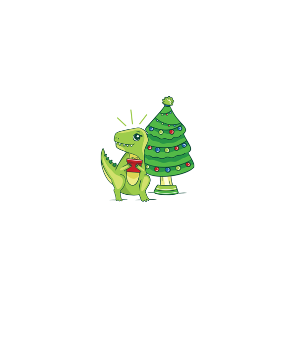 T-rex de Crăciun model alb pe tricou